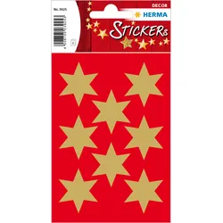 HERMA Sticker Sterne 6-zackig, gold Ø 33 mm 3 Blatt / 24 Sticker, Papier, Gold,