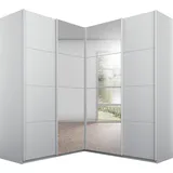 Rauch Quadra Eckschrank inkl. Türendämpfer und Schubladeneinsatz, mit Spiegeltüren grau 4-trg. Spiegel, 2 Kleiderstangen, 12 Einlegeböden, 3 Schubkästen, BxHxT 181x210x187 cm