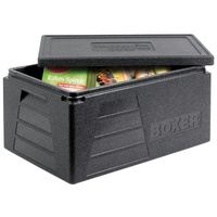 Thermo Future Box Quadratische GN 1/1 Premium Transportbox Warmhaltebox und Isolierbox mit Deckel, Thermobox aus EPP (expandiertes Polypropylen), Schwarz, 42 Liter Boxer