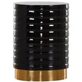 Casa Padrino Luxus Beistelltisch Schwarz / Gold Ø 40 x H. 53 cm - Runder emaillierter und galvanisierter Metall Tisch - Wohnzimmer Möbel