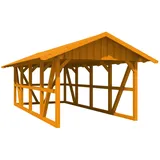 SKANHOLZ Skan Holz Carport Schwarzwald m. Dachschalung u. Rückwand 424 x 772 cm Eiche