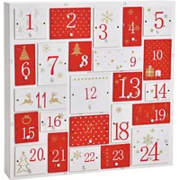 SVJ Adventskalender Block - 5x32x32 cm - Holz - Rot - Rot
