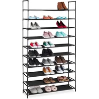 Relaxdays XXL Schuhregal Stecksystem, 10 Ebenen, für 50 Paar