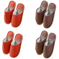 Tecetfeet Gäste Hausschuhe Set, 4 Paar Gästepantoffeln Hochwertig Hausschuhe Warme Memory Foam Rutschfeste Slipper House Slippers Gästeschlappen Unisex - 37/44 EU