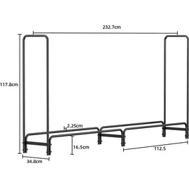 unho WISFOR Kaminholzregal Aussen, Holzlager Metall Brennholzregal Außen, Feuerholzregal Outdoor Kaminholzunterstand, Schwarz