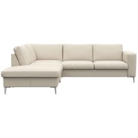 FLEXLUX Ecksofa »Fiore, L-Form«, breite Armlehnen, Füße alufarben, B/T 241/225 cm, Kaltschaum im Sitz weiß