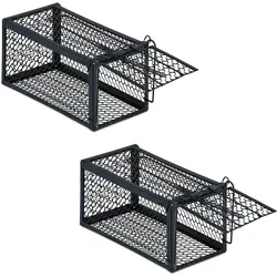 Relaxdays Lebendfalle Mäuse & Ratten, 2er Set, tierfreundliche Nagetierfalle, HBT 12 x 24 x 11,5 cm, Mäusefalle, schwarz