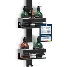 Wilford & Sons Duschablage zum Hängen ohne Bohren -Hängeregal Badablage Edelstahl | Duschregal Rostfrei | Badregale, Badezimmer Shower Caddy, Badezimmer Organizer, Duschkorb, Shampoo Halterung - Schwarz