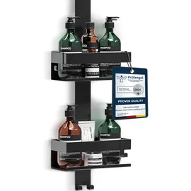 Wilford & Sons Duschablage zum Hängen ohne Bohren -Hängeregal Badablage Edelstahl | Duschregal Rostfrei | Badregale, Badezimmer Shower Caddy, Badezimmer Organizer, Duschkorb, Shampoo Halterung - Schwarz