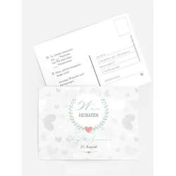 Antwortkarten Hochzeit selbst gestalten mit Spruch und Fotos im Onlinedesigner bei Meine-Kartenmanufaktur.de
