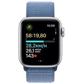 Apple Watch SE 2023 GPS + Cellular 40 mm Aluminiumgehäuse silber, Sport Loop winterblau