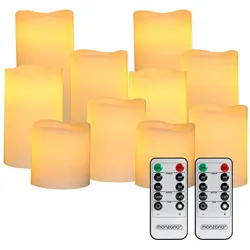 LED Echtwachs Kerzen 10er-Set inkl Fernbedienung