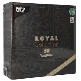 Papstar 50 Servietten ROYAL Collection 1/4-Falz 40 x 40 schwarz "Ornaments"