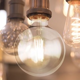 GLOBO LED Leuchtmittel Filament 9 Watt warmweiß 3000 Kelvin 1000 Lumen E27 Fassung Glas klar, DxH 12,5x17,5cm