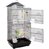 Tlgreen - Vogelkäfig Voliere mit Vogelspielzeug, Sittichkäfig, 46 x 35,5 x 99,5 cm