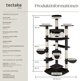 Tectake Fippi Kratzbaum 201 cm schwarz