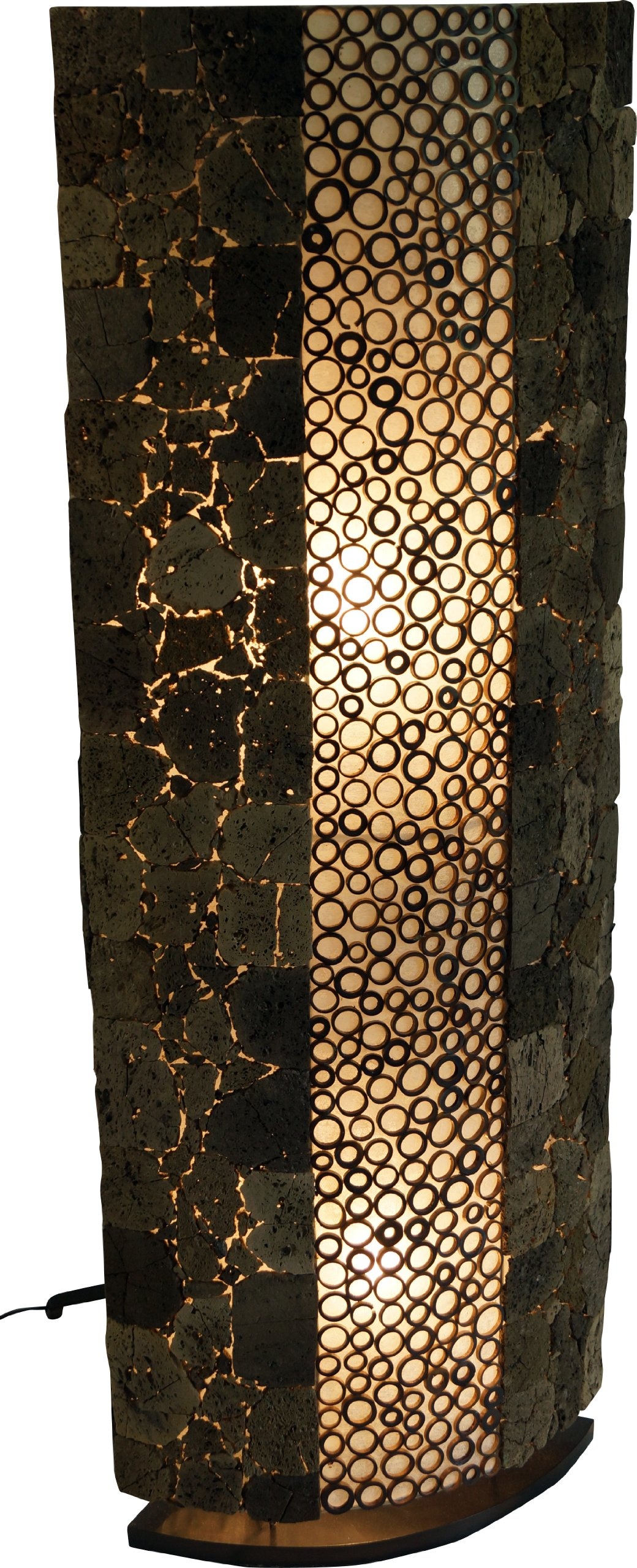 GURU SHOP Stehlampe/Stehleuchte, in Bali Handgemacht aus Naturmaterial, Lavastein, Bambus - Lava Bamboo 100 cm, Stehleuchten