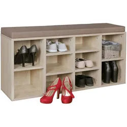 Schuhbank mit Stauraum: Gepolsterte Sitzfläche, 80 kg Belastbarkeit. Beige, 104x30x53 cm | Kadima Design