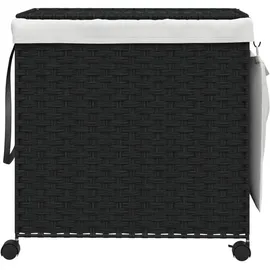 vidaXL Wäschekorb mit Rollen Schwarz 60x35x60,5 cm Rattan