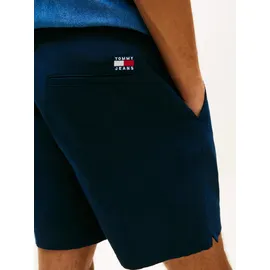 Tommy Hilfiger Shorts TOMMY JEANS "LINEN BLEND PULL-ON", Herren, Gr. M, N-Gr, blau (schwarz night navy), Web, Obermaterial: 86% Baumwolle, 14% Leinen, unifarben, regular fit kurz, Hosen Shorts, Regular fit mit praktischen Taschen