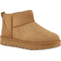 VAN HILL Damen Winter Boots Stiefeletten Profil-Sohle Schuhe 216511 Hellbraun, 40 - 40