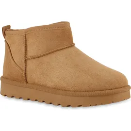 VAN HILL Damen Winter Boots Stiefeletten Profil-Sohle Schuhe 216511 Hellbraun, 40 - 40