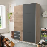 Schwebetürenschrank Schiebetürenschrank Schrank Schlafzimmer Schrank "Eugenio I" Plankeneiche/Graphit