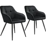 Tectake Esszimmerstuhl Marilyn gepolstert schwarz 2er Set