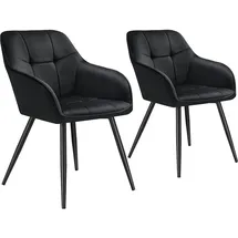 Tectake Esszimmerstuhl Marilyn gepolstert schwarz 2er Set