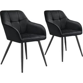 Tectake Esszimmerstuhl Marilyn gepolstert schwarz 2er Set
