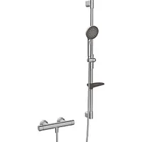 Hansa HANSAPRISMA Duschsystem 4813043180 mit Thermostat, Wandmontage, 970mm, Stahl