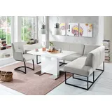 exxpo - sofa fashion Eckbank EXXPO - SOFA FASHION "Affogato, bequem und elegant, hochwertige Detailverarbeitung", grau, B:157cm H:82cm T:245cm, Struktur: Webvelour 100% Polyester, Sitzbänke, Eckbank, Frei im Raum stellbar