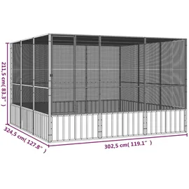 vidaXL Vogelkäfig Anthrazit 302,5x324,5x211,5 cm Verzinkter Stahl