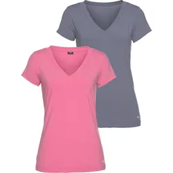 H.I.S Funktionsshirt »Activewear«, (2er-Pack), sportlicher Stil, V-Ausschnitt, für dynamische Aktivitäten H.I.S blau, hellpink 44