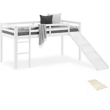 Homestyle4u Hochbett Weiß Holz, Kiefer, 90x200 cm, Kinder- & Jugendzimmer, Kindermöbel, Kinderbetten, Hochbetten