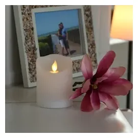 MARELIDA LED Kerze Rustik-Optik 10 cm weiß