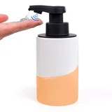 Bosilunlife Seifenspender Automatisch, 300ml Elektrischer Seifenspender mit Sensor Infrarot, No Touch Sensor, USB Wiederaufladbar für Küchen, Bad, Hotel (Weiß-Orange)