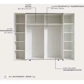 SchlafKONTOR Schwebetürenschrank Maturs 267 x 205 x 57 cm Weiß