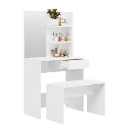 vidaXL Schminktisch-Set Hochglanz-Weiß 74,5x40x141 cm