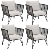 Tectake Garten-Loungesessel Sundo 75,5 x 67 x 71 cm dunkelgrau 4 St.