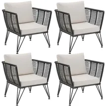 Tectake Garten-Loungesessel Sundo 75,5 x 67 x 71 cm dunkelgrau 4 St.