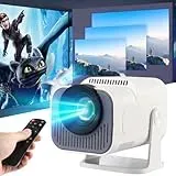 Mini Beamer, HY320 Mini Beamer 4k 200 ANSI Smart Projector mit Android 11, Tragbarer Beamer Outdoor,Unterstützt WiFi 6, BT5.0, Auto Trapezkorrektur, 30"-130" Bildschirm, 180° Drehbar (Weiß)