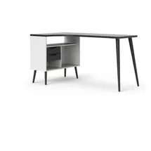 VCM Eckschreibtisch Napoli Weiß / Matt Schwarz