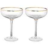 Butlers GOLDEN TWENTIES 2x Champagnerschalen mit Goldrand und Rillen Gläser 2 ct