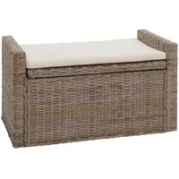 Mendler Aufbewahrungstruhe M92, Truhe Sitzbank Garderobenbank, Kissen Kubu Rattan