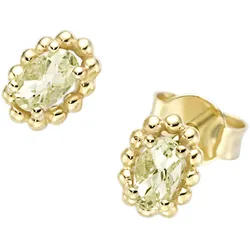 Paar Ohrstecker LUIGI MERANO "mit Edelsteinen, Gold 375", grün, Ohrringe, Damen, Gelbgold 375