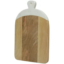 Schneidebrett - Vesperbrett - Mangoholz und Marmor - Aufhängung - L: 30cm - brau...