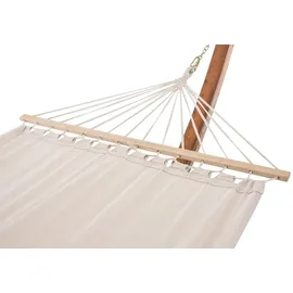 CLP Hängematte freistehend Miramar mit Holzgestell bis 150 kg belastbar, ideal für Garten, Terrasse, Balkon, Farbe:Creme
