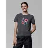 wat? APPAREL T-Shirt Blume in Wasserfarbe 02 in Grau | Gr.: 42