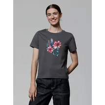 wat? APPAREL T-Shirt Blume in Wasserfarbe 02 in Grau | Gr.: 42